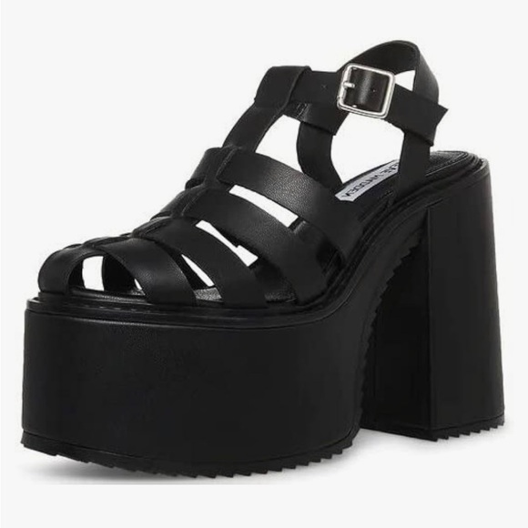 Steve Madden 5 Inch Platform Chant Sandals in Black - Picture 3 of 4